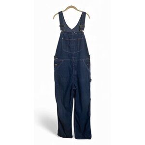 Vintage Roebucks Mens Denim Bib Overalls 38 x 32 Dark Wash 60’s/70’s